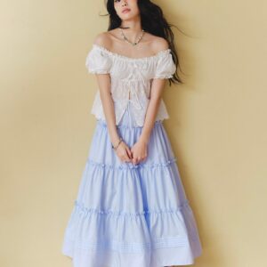 Chân váy Midi nhún tầng